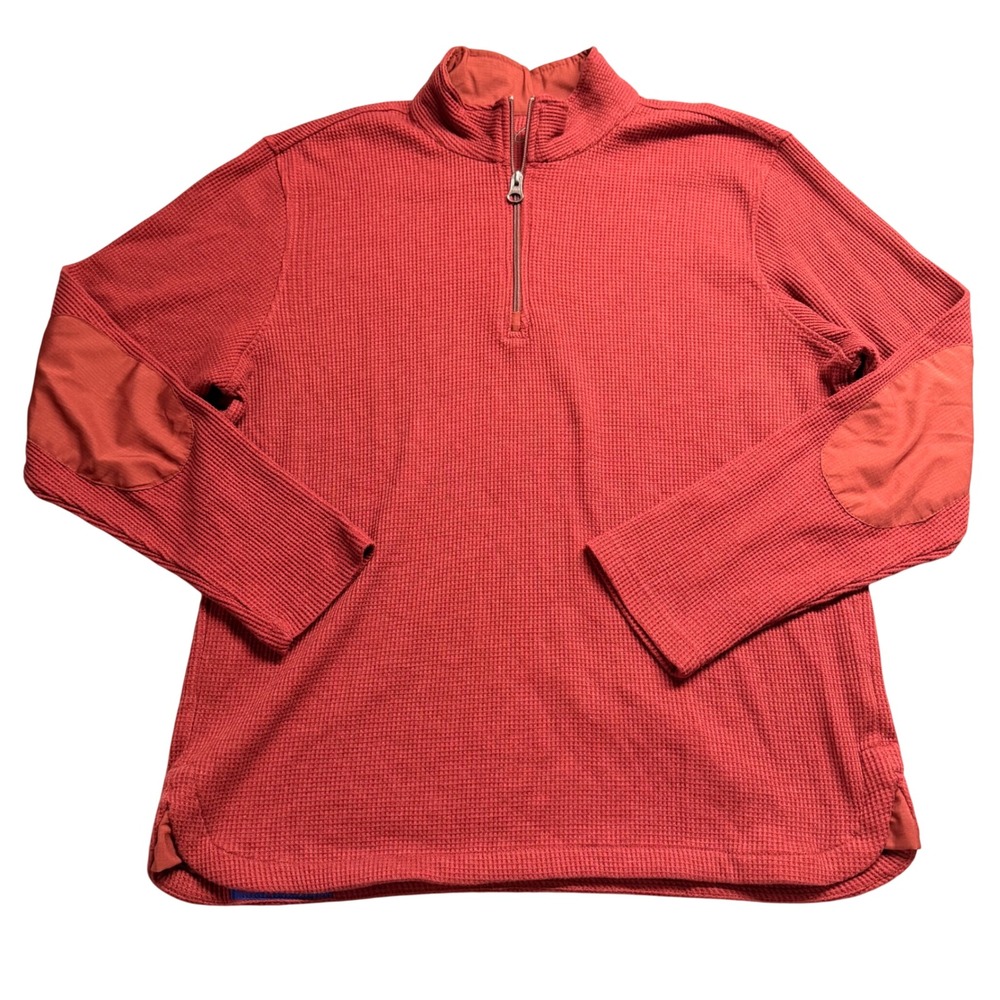 Robert Graham Knowledge Wisdom Truth Red Waffle Knit Quarter Zip Pullover Mens L